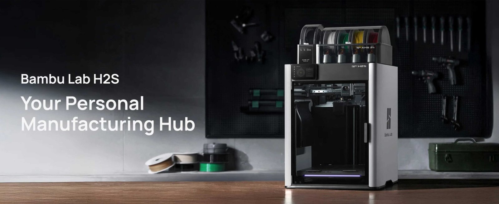 bambu lab h2s 3d printer with ams