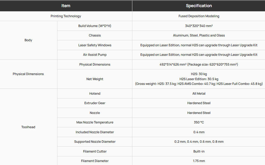 bambu lab h2s 3d printer with ams