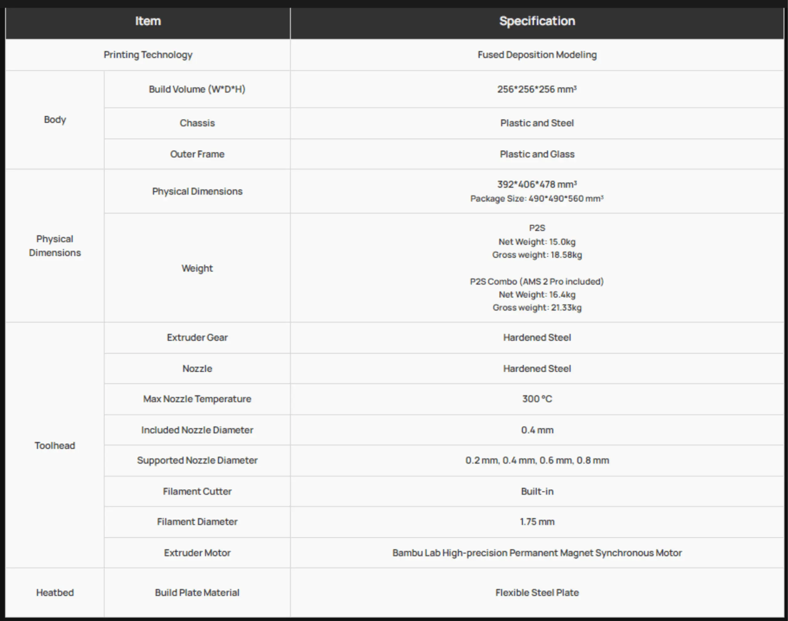 bambu lab p2s 3d printer